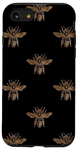 Case - bees on black background pattern phone Case for iPhone SE (2020) / 7 / 8