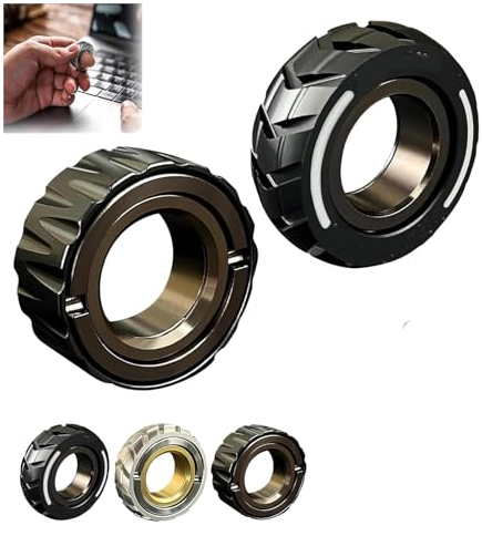 Doppelfunktions-Edelstahl-Motorrad-Reifen, Fidget-Ringe, Angstspielzeug, Angstabbau-Ring, Spielzeug, Fidget-Spinner-Ring, Herren, Fidget-Spielzeug, AS SHWON