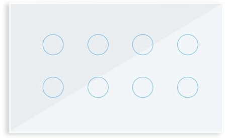 Desikixudy Interruttore a Parete Touch Intelligente WIFI, Pannello in Vetro, 8 Pulsanti, Tuya Smart Life per Alexa Home, Durevole