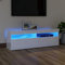TJROO Mobile Porta TV con Luci LED Bianco Lucido 120x35x40cm Legno Multistrato - Consolle Televisore per Salone con Ante e Vetrina - Armadio con Led Sotto TV