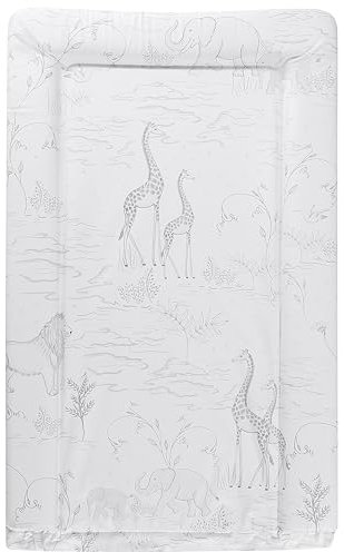 Babycurls Baby Changing Mat with Foam Raised Soft Edges for Babies from Birth Upwards Wipe Clean and Waterproof Nappy Change Pad 76 x 45cm (Safari Sketches)