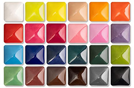 Pasler Underglaze Set - Concentrated Opaque Liquid Underglaze with a Red Brush, for pottery bisque, mini Pack for 24-Colors