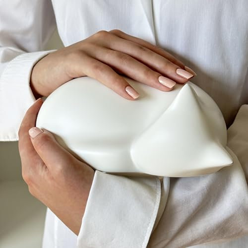 Comemori schlafende Katze urne für tierasche, Weiß