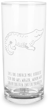 Mr. & Mrs. Panda 400 ml Wasserglas Krokodil - Geschenk, Urlaub, Glas mit Gravur, Wasserglas mit Gravur, Krokodile, Meerestiere, Lieblingsmensch,