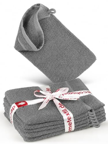 DecoHomeTextil 6 Waschlappen 15x21 cm Dunkelgrau | 100% Baumwolle, Frottier, hochwertig, kuschelweich und saugstark