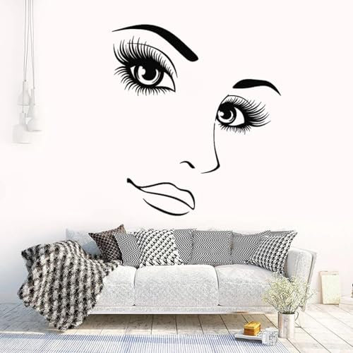 YYZOVBNN Make-up Frau Wimpern Aufkleber Haar Schönheit Vinyl Wand Aufkleber Schönheit Nagel Salon Home Decor Mädchen Zimmer Wandbild,140x157cm