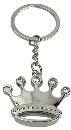 Porte-clés Corona Reyes - Porte-clés couronne argentée pour reine et roi avec cristaux brillants - Accessoire pour amoureux des couronnes, rois, reines, etc. - Porte-clés unisexe pour homme et femme,