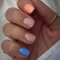 Hebterrka Lot de 24 faux ongles courts à pression, carrés, fleurs bleues et oranges, décorations de nail art printemps/été, en acrylique