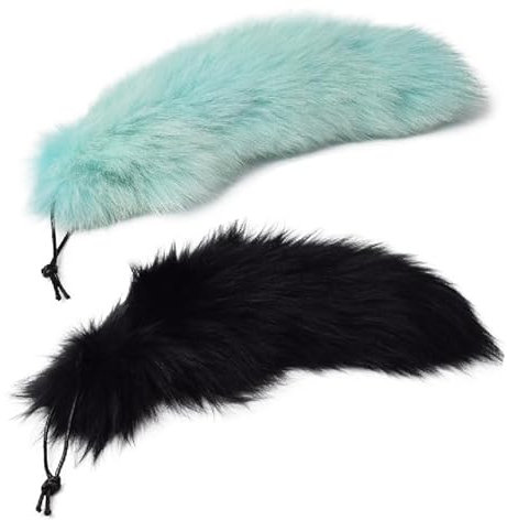 Nocyclonic 2 Pieces Fuchsschwanz Anhänger etwa 40CM fox tail, Extra Groß Schlüsselring Tasche Schlüsselketten Anhänger Weich Flaumig Fell Schwanz Keychain Zusätze AutoHandtasche Dekoration (27)