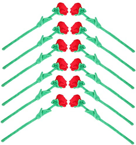 HAWILLOSCH 12piezas Flores De Peluche Flexible para Decoración del para Cumpleaños y San Valentín Rosa Artificial Realista