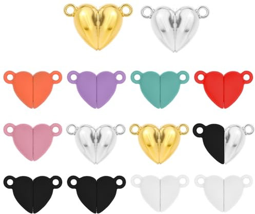 COMNICO 14 Paar Magnetverschluss Herz Magnet Schmuckverschluss Halskettenverschlüsse Verlängerung für DIY Armband Halskette Schmuckherstellung Accessories