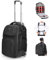 Neewer 2 in 1 Camera Roller Bag with Detachable Shockproof Dividers Retractable Handle Waistband Rain Cover Water Resistant Robust Carry On Backpack for Camera Tripod Flash Lens Laptop, Black, PB027