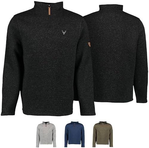 German Wear Herren Jagd Fleecepullover Strickfleece Freizeitpullover hochgeschlossen