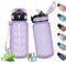 Wasserflasche 500ml, Trinkflasche Auslaufsicher, Sport Wasserflasche mit Zeitmarkierung, Wasserflasche mit Strohhalm, Kohlensäure Geeignet, Sportflasche für Fitnessstudio, Oudoor, Schule, Sprudel