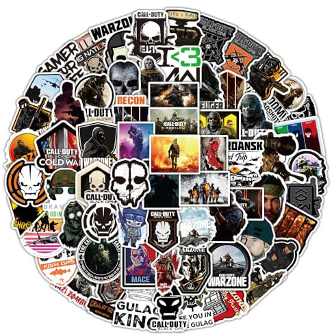 100pcs Call of Duty Stickers, Cool Warzone Stickers, Tactical Funny Game Waterproof Vinyl Stickers for Laptop Bicycle Skateboard Luggage, Teens and Adults