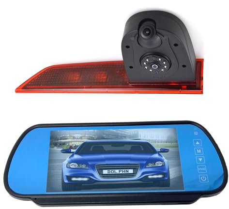 Dolphin Automotive Dual Van Rückfahrkamera passend für Ford Transit Custom ab 2016 (LED), ersetzt Bremslicht in der linken hinteren Tür (Kamera mit 7 Zoll Spiegelmonitor)