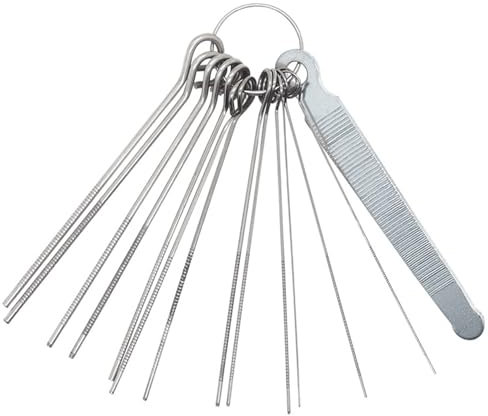 HoveeLuty Limes pour sillets de Guitare, Limes à rainurer en métal de 3, 4 Pouces avec 13 Tailles d'aiguilles meulage, kit réparation Guitare Portable pour Instruments, à rainurer pour sillet
