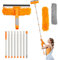 Lapluied 3.1M/122 Long Reach Window Cleaning Equipment, 3 in 1 Telescopic Window Cleaner, 270° Rotating Squeegee Window Cleaning Kit with 8 Extendable Pole for Indoor/Outdoor High Window, Orange