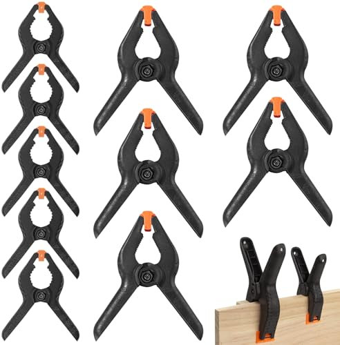 10 Pcs Spring Clamps Heavy Duty Nylon Spring Clips 3 inch Plastic Wood Clamps and 2 inch Muslin Clamp for DIY Projects, Photo Studios, Photo Background,5 * 3inch+5 * 2inch