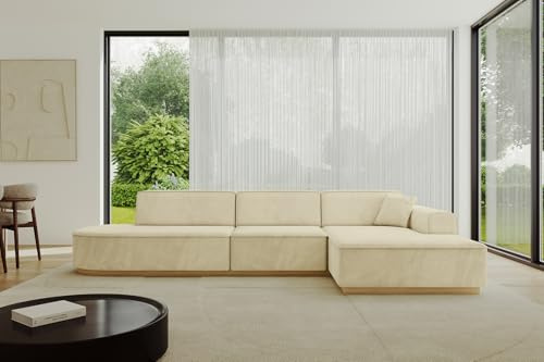 ALTDECOR Ecksofa in L-Form Corner Sofa Eckcouch Couch Wohnlandschaft Cauchsofa IREA-L2-v2 327x165x80 Beige