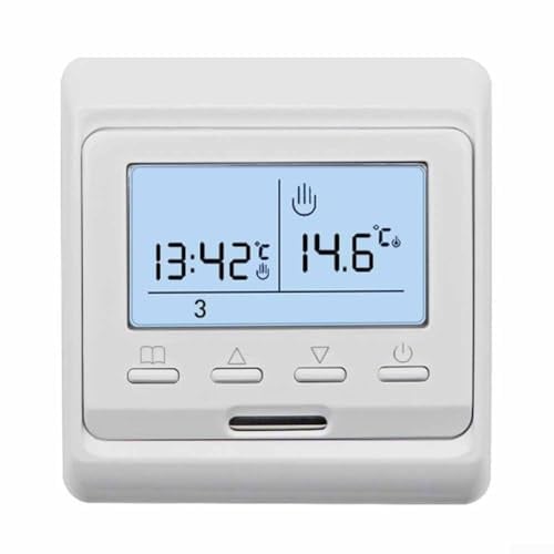 HEIBTENY Fortschrittliches programmierbares Thermostat für elektrische Fußbodenheizung mit IP20 Schutzabdeckung und schwer entflammbarem Gehäuse (Weiß 3A)