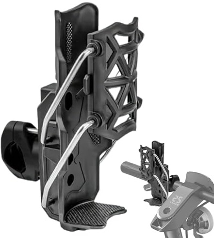 Porte-gobelet de moto, mécanisme de serrage automatique réglable, porte-gobelet pour déambulateur avec pince en métal de 1,5 à 3,9 cm pour tracteur, moto, fauteuil roulant, golf, chariot poussé, vélo