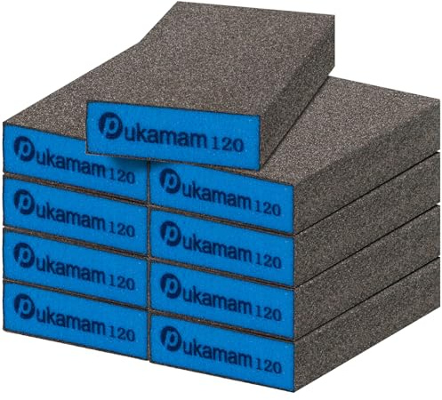 9 PCS Sanding Blocks 120 Grit Wet Dry Sandpaper | Wet & Dry Use, Washable & Reusable, Wood, Metal & Drywall Polish
