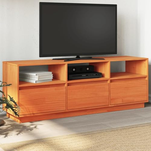 Gecheer Pine Wood TV Cabinet with Storage Wax Brown - Living Room Furniture TV cabinet Model847122