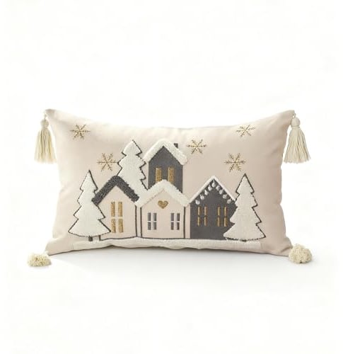 Dujuanus Kissenbezug Weihnachten, Weihnachtliche Kissenbezüge, Leinen Weihnachtskissenbezüge, Weihnachtskissen, Deko Für Schlafzimmer Wohnzimmer Sofa (30x50cm)