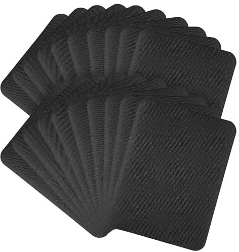 LXUEJIE 20 Pcs Patches for Clothes, Iron On Fabric Repair Patches (Black) | Cotton Blend, For Clothes & Pants, 4.96 x 3.74 Inch, (12.6 x 9.5 cm)