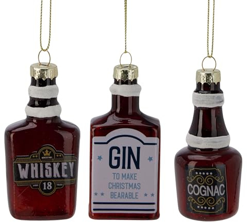 Annastore Christbaumschmuck 3er Set Schnaps Glas Glitzer H 9 cm Baumschmuck | Glashänger für Weihnachtsbaum, moderne Baumhänger, lustige Deko für Advent, Weihnachten, Tannenbaum, Zweige & Geschenk