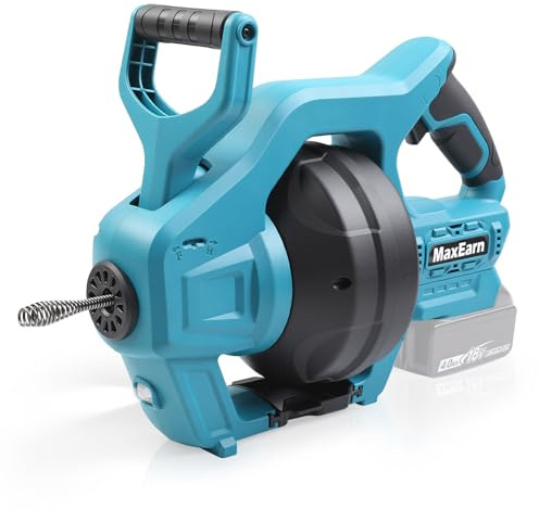 MaxEarn Desatascador de Tuberías | Compatible con Makita 18 V, Inalámbrico | Espiral de 7,2 m con avance automático para tubos Ø 20–75 mm, fregadero, lavabo, ducha e inodoro, sin batería