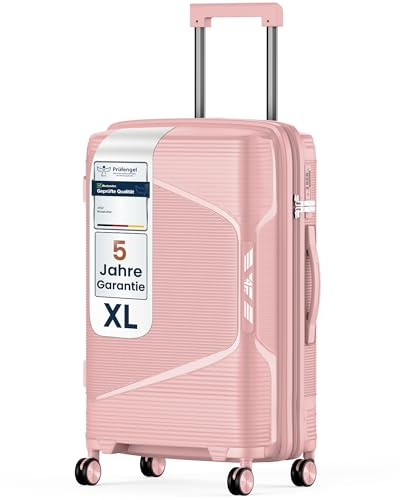 4FLY Leichter Hartschalen-Reisekoffer XL - Groß 75 cm (96L) – Großer Trolley Koffer mit TSA-Schloss, Doppelrollen, Aluminium-Teleskopgriff & Doppelreißverschluss, Aufgabegepäck Reisegepäck