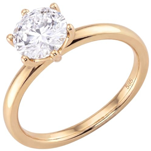 Jobo Damen-Ring Solitär 14 Karat 585 Gold mit 1 Lab-Grown-Diamant 1,0 ct