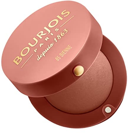 BOURJOIS - Boîte Ronde Blush 85 Sienne - Piceau & Miroir Intégré - Technologie Fard Cuit - Texture Fine & Légère - Facile À Estomper - Parfum Gourmand