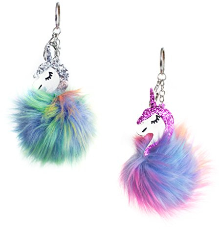 Oblique Unique 2x Einhorn Schlüsselanhänger Unicorn Handy Smartphone Schulranzen Anhänger Flauschig Weich