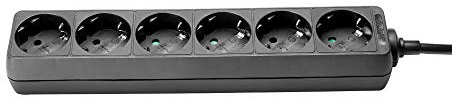 Adam Hall Cables PDU 6 5M - Steckdosenleiste, 6-fach, ohne Schalter, schwarz, 5m