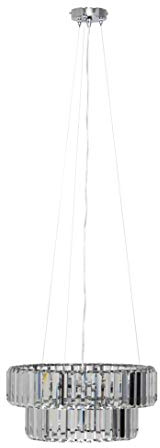 MiniSun | 5 Way Tiered Chrome and Clear Crystal Ceiling Light Pendant Fitting | Pendant Lights, Home Décor & Improvement Essential | Mains Wired