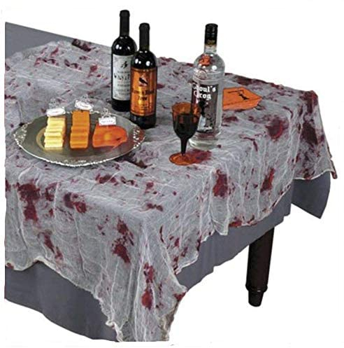 Partyloon Blutige Tischdecke - 213x156cm - Halloween-Horror Design - Gruselige Deko Tisch-Decke für Karneval, Fasching, Halloween, Motto-Themen-Party, Geburtstage - Stoff