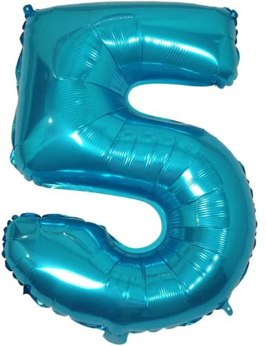 DIWULI Luftballon 5 Geburtstag XL Blau - Zahlen-Ballon Deko