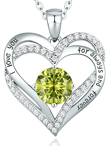 CDE Kette Damen Herz Geburtsstein 925 Sterling Silber Schmuck Geschenk | Halskette für Frauen Schmuck Freundin Weihnachten Valentinstag Geburtstag Muttertags Geschenk Hochzeit Jubiläum