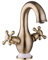 PaulGurkes Waschtischarmatur Messing Bronze Antik Zweigriffmischer Retro Nostalgie Kreuzgriff Wasserhahn