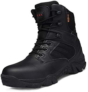 IYVW 5.AA 1333 Mittelhohe Vollleder Combat Boots Einsatzstiefel Kampfstiefel Security Bundeswehr Armee Wanderhalbschuhe Schwarz 46EU