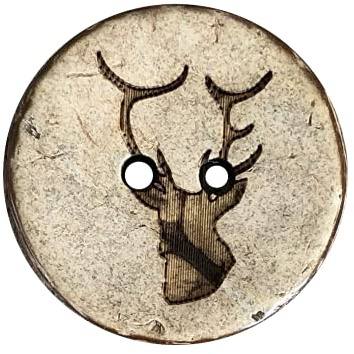 10 Stück echt Kokosnuss Knöpfe mit Hirsch 2 Loch Trachtenknopf beige braun in 3 Grössen (23mm)