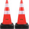 VEVOR Cône Signalisation 8 Pièces 75 cm, Plot de Chantier Orange en PVC, Cône de Sécurité avec Base Lestée et 2 Colliers Réfléchissants, pour Délimitation Stationnement d’Urgence en Route Parking