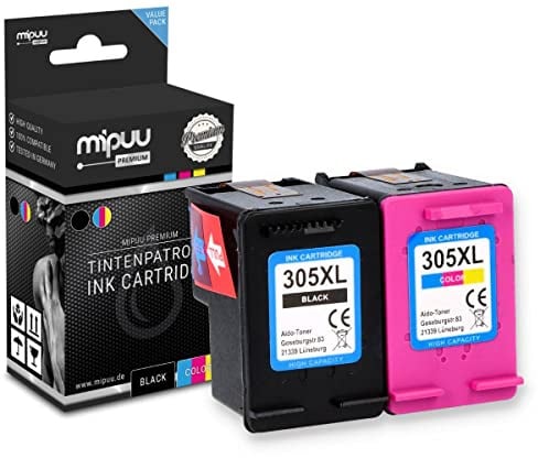 Mipuu 2 XXL Druckerpatronen kompatibel mit HP 305XL HP 305 Schwarz Color für Deskjet 2700 2710 2720 2730 4100 Deskjet Plus 4120 Envy 6000 6020 6420