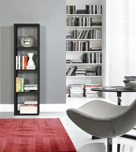 FORTE Mauro Regal 30 40, Regal schmal, Standregal modern, Stauraumregal, Organisationsregal, Holzwerkstoff, Schwarz Matt, 38,2 cm breit x 141,8 cm hoch x 32,9 cm tief