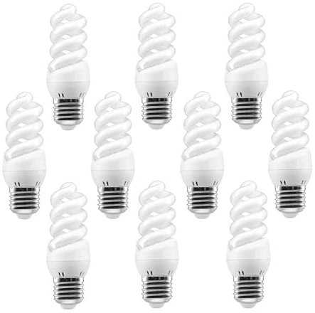 T.E Mini Bombilla Espiral Bajo Consumo E27 (3000K Luz Cálida) 21W (Pack 10)