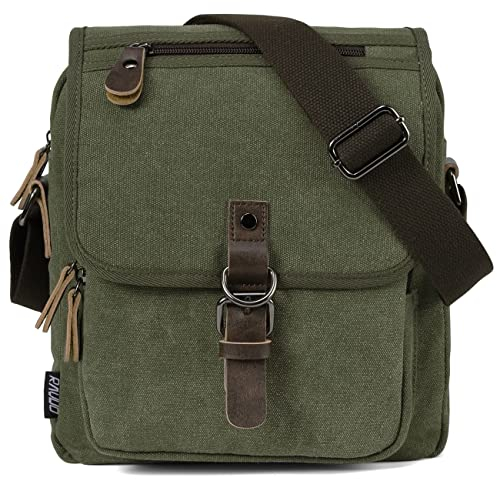 RAVUO Bolsos Hombre Bandolera, Lona Bolso Bandolera Pequeña Mujer Bolsa Mensajero Bolso Mano Bolsa de Hombro Messenger Bag para Viajes,Trabajo,Verde