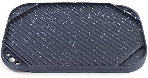 RAMROXX BBQ Grill Wendeplatte Planchaplatte Gusseisen Antihaftbeschichtet 30x20 cm